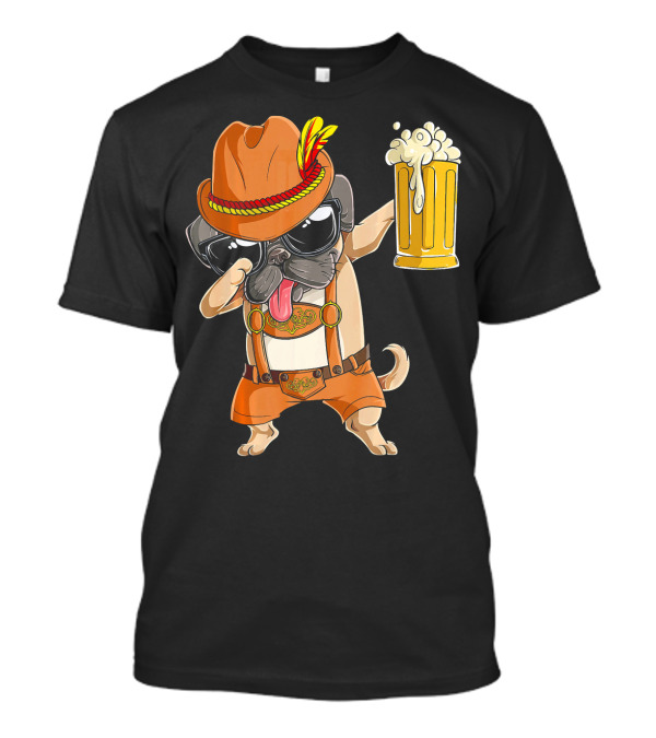Dabbing Pug Oktoberfest Lederhosen Beer Mug T-Shirt