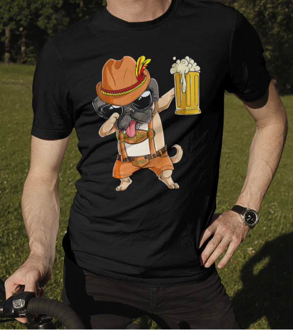 Dabbing Pug Oktoberfest Lederhosen Beer Mug T-Shirt