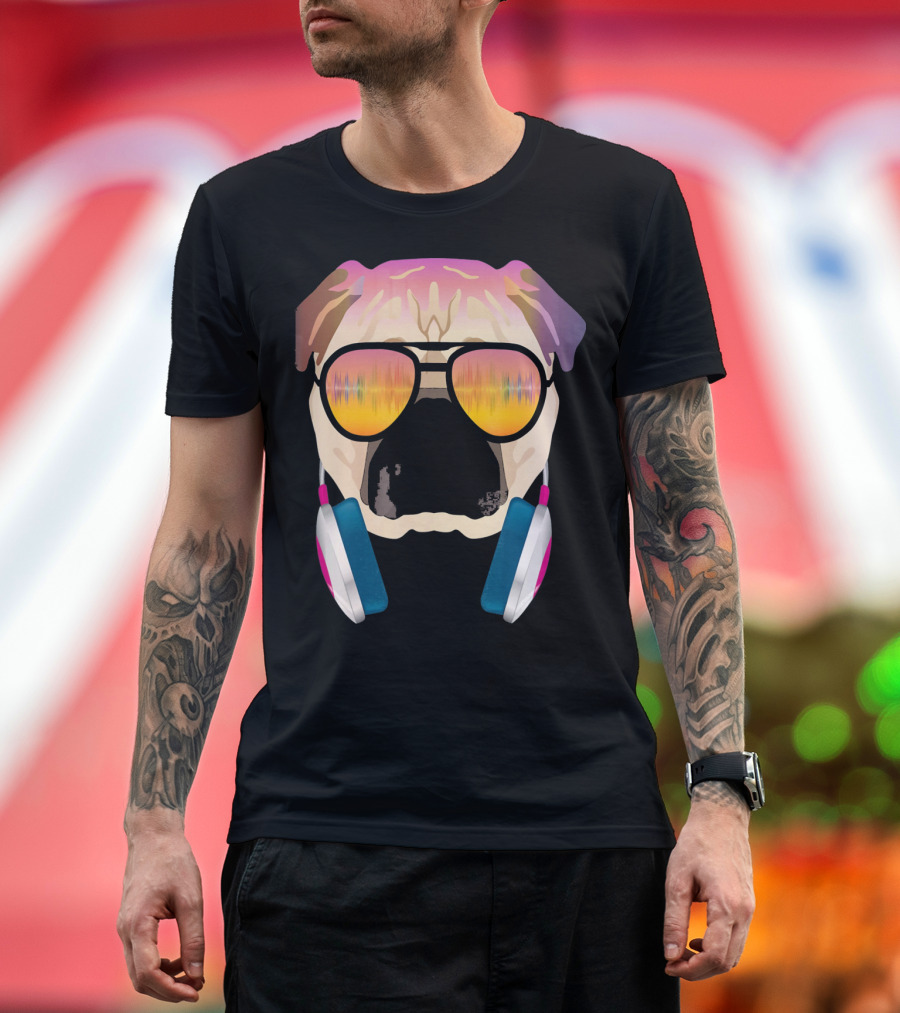 DJ Pug with Sunglasses and Headphones T-Shirt