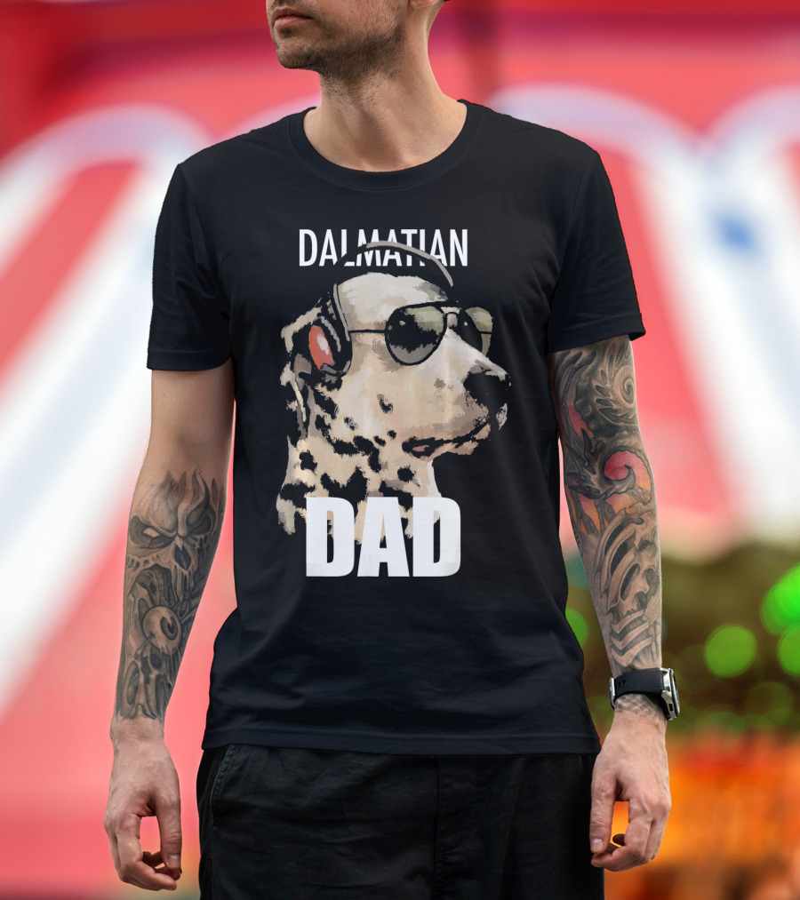 Dalmatian Dad with Sunglasses and Headphones T-Shirt