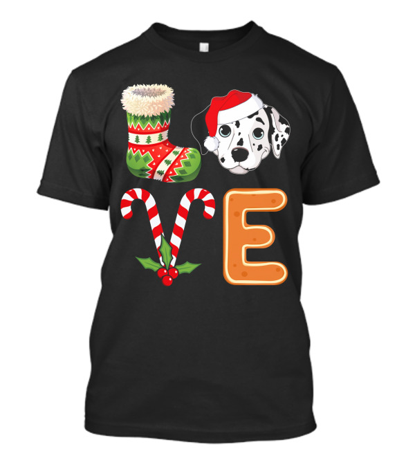 Dalmatian Lover Stocking And Candy Cane Christmas Dog E Cookies T-Shirt