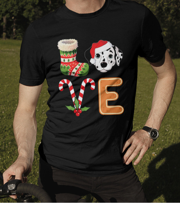 Dalmatian Lover Stocking And Candy Cane Christmas Dog E Cookies T-Shirt