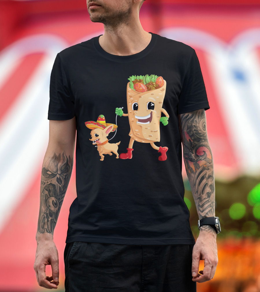 Cinco De Mayo Funny Chihuahua Sombrero Taco Walking T-Shirt