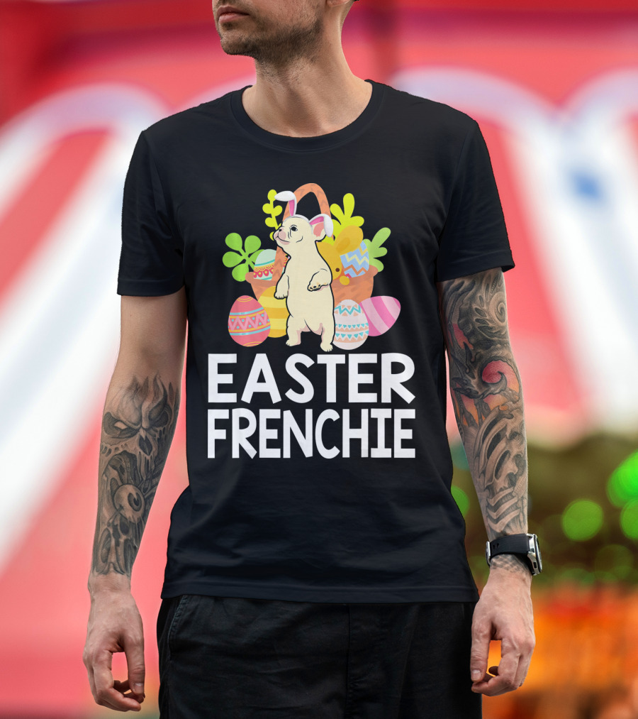 Easter Frenchie Bunny with Eggs and Basket T-Shirt