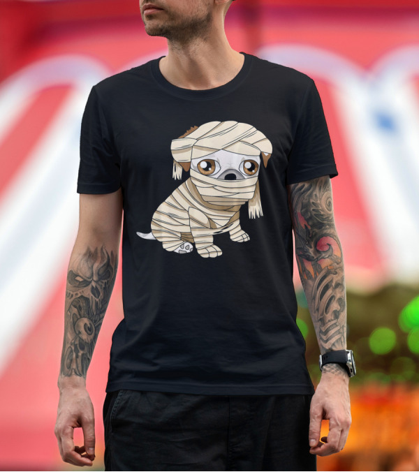 Premium T-Shirt: Cute Dog Pug Mummy Halloween T-Shirt Cute Dog Pug Mummy Halloween T-Shirt
