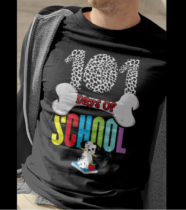 101 Days Of School Dalmatian Dog Spots Colorful School T-Shirt