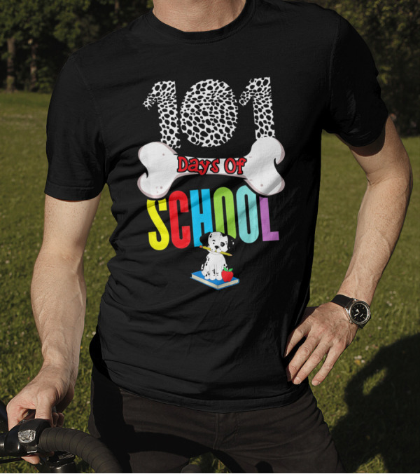 101 Days Of School Dalmatian Dog Spots Colorful School T-Shirt