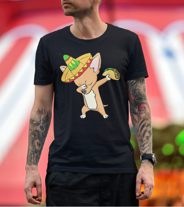 Premium T-Shirt: Dabbing Mexican Chihuahua Sombrero Taco Dance T-Shirt Dabbing Mexican Chihuahua Sombrero Taco Dance T-Shirt