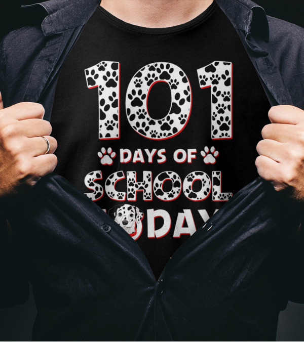101 Days Of School Today Dalmatian Dog Paw Prints T-Shirt