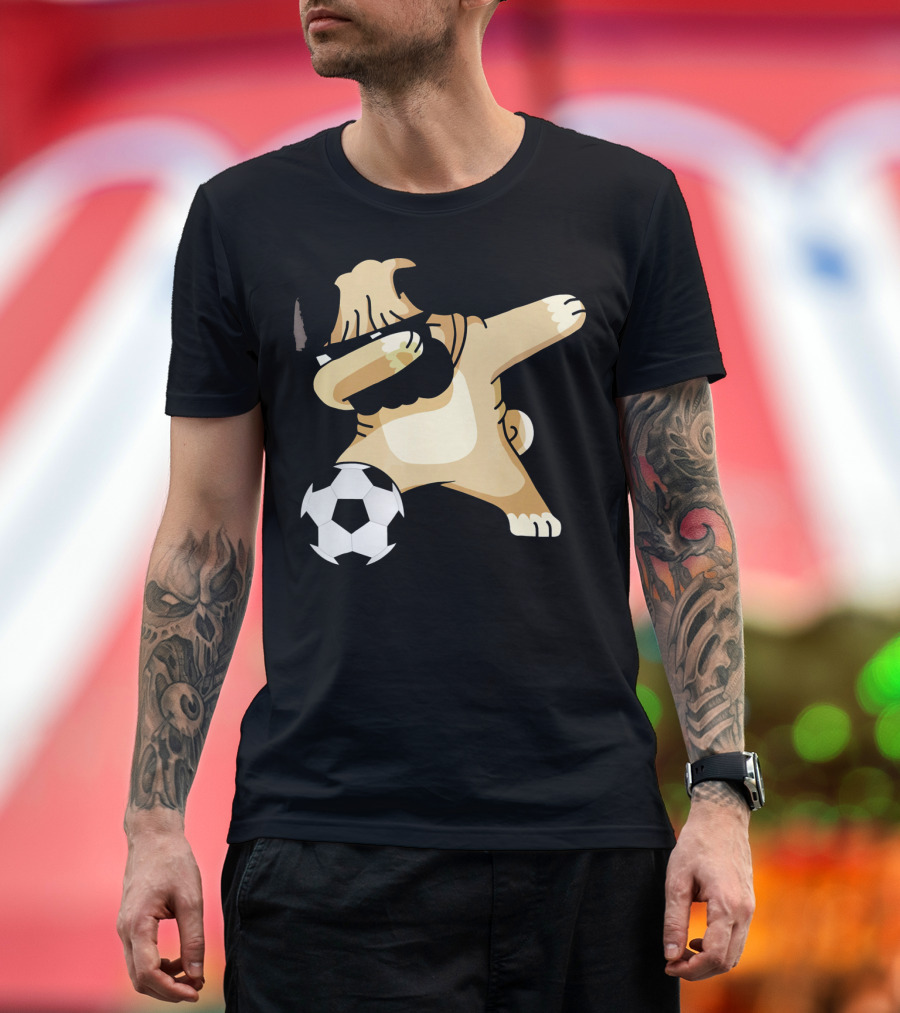 Dabbing Pug with Soccer Ball Dabbing Dog T-Shirt