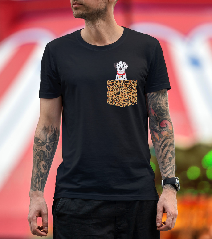Dalmatian in Leopard Print Pocket T-Shirt