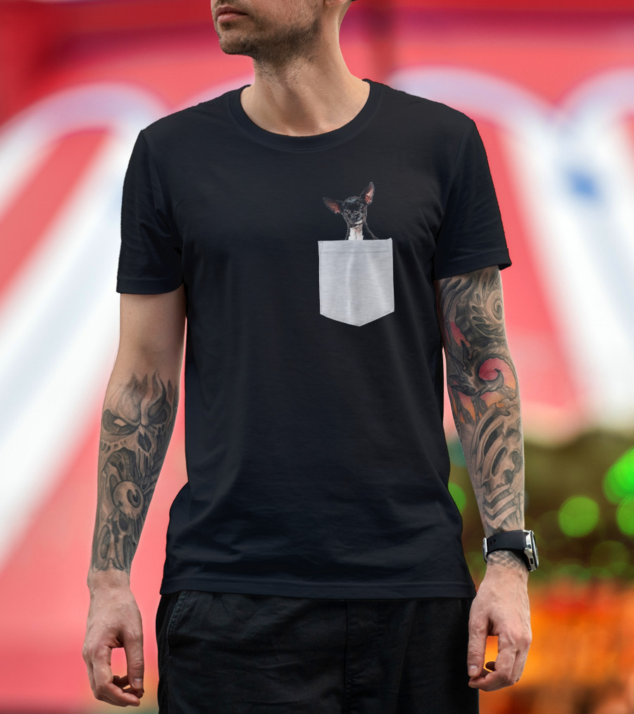 Chihuahua Dog Peeking From Pocket T-Shirt
