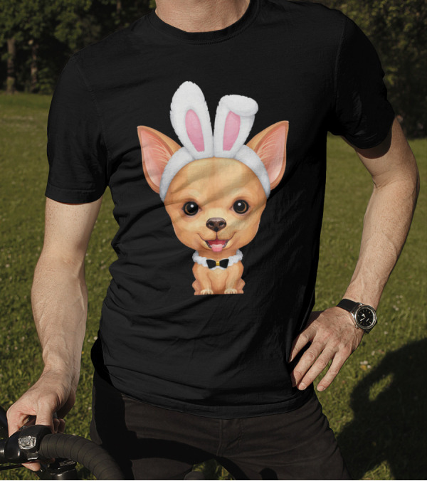Fawn Smooth Coat Chihuahua With Easter Bunny Ears T-Shirt