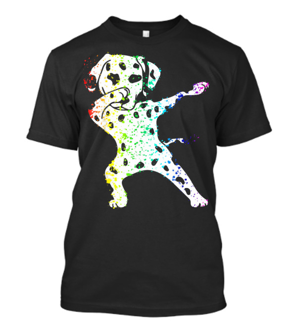 Funny Cool Colorful Dabbing Dalmatian Dog T-Shirt