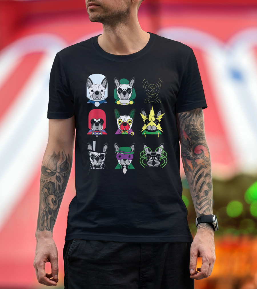 Funny Cute French Bulldog Superhero Bulldogs in Costume T-Shirt