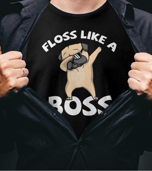 Floss Like A Boss Pug Dabbing Flossing Dog T-Shirt
