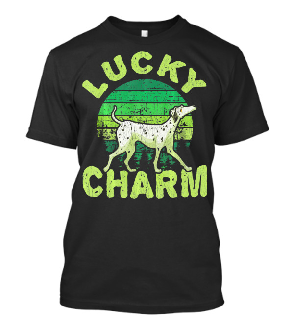 Lucky Charm Dalmatian Dog Retro Circle T-Shirt