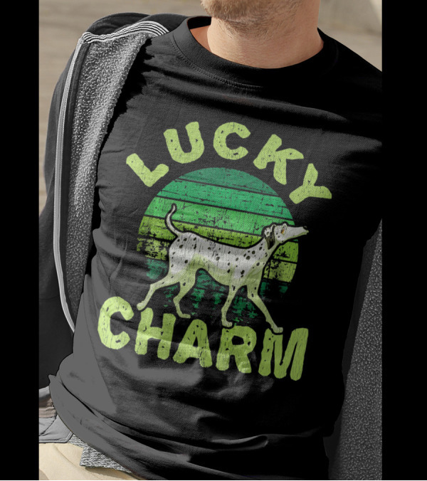 Lucky Charm Dalmatian Dog Retro Circle T-Shirt