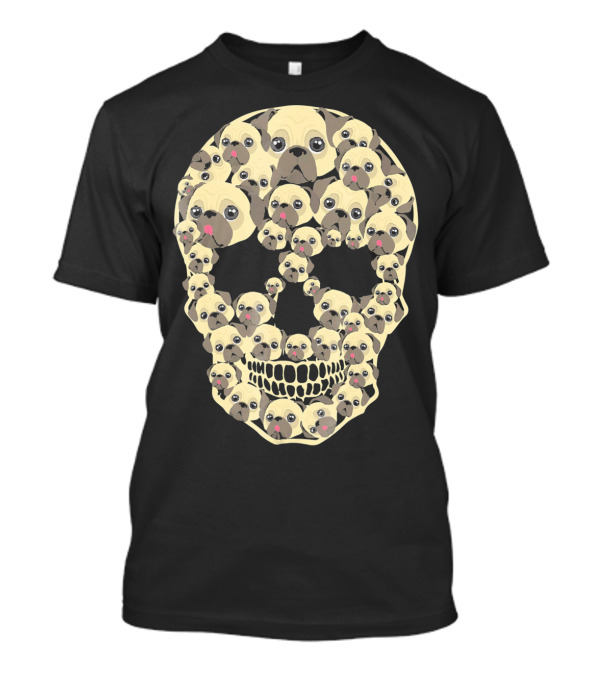 Halloween Pug Skull Made Of Cute Pug Faces T-Shirt