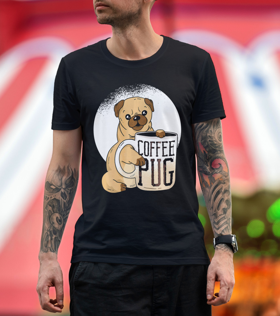 Coffee Pug with Cute Pug Puppy T-Shirt