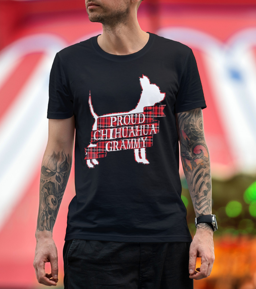Proud Chihuahua Grammy Plaid Silhouette Dog T-Shirt