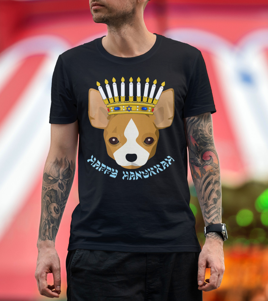 Happy Hanukkah Funny Chihuahua Menorah Dog Candle Star T-Shirt