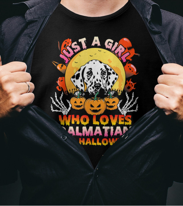 Just A Girl Who Loves Dalmatian And Halloween T-Shirt
