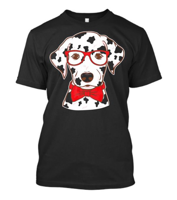 Hipster Dalmatian With Red Glasses And Bow Tie T-Shirt