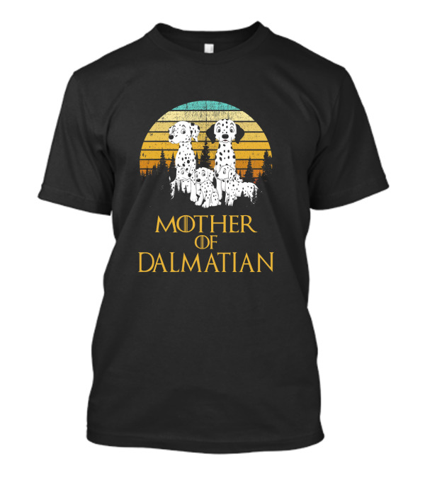 Mother Of Dalmatian Retro Sunset Dalmatian Family T-Shirt