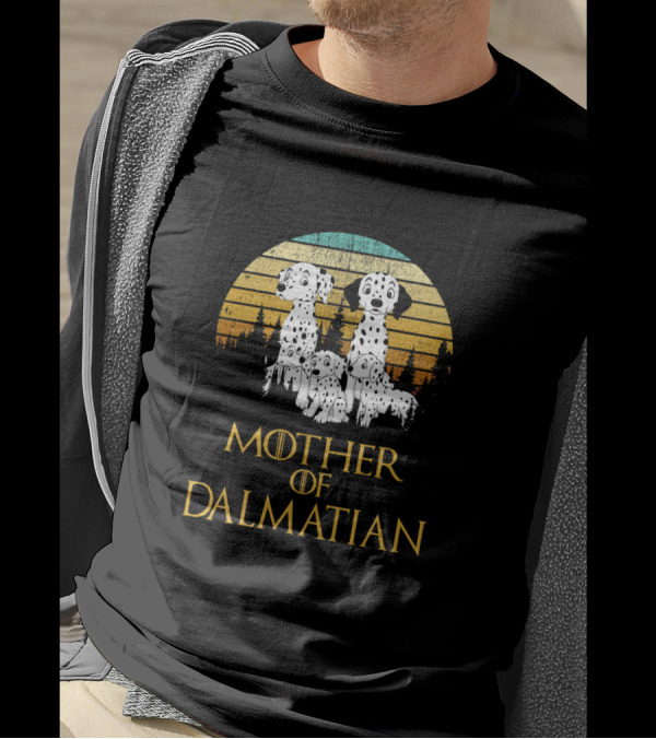 Mother Of Dalmatian Retro Sunset Dalmatian Family T-Shirt