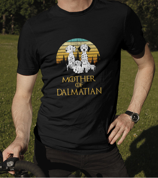 Mother Of Dalmatian Retro Sunset Dalmatian Family T-Shirt