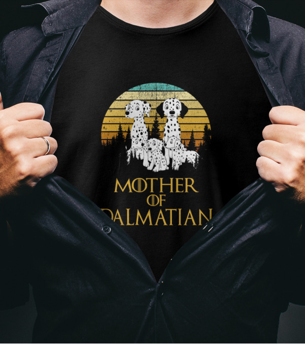 Mother Of Dalmatian Retro Sunset Dalmatian Family T-Shirt