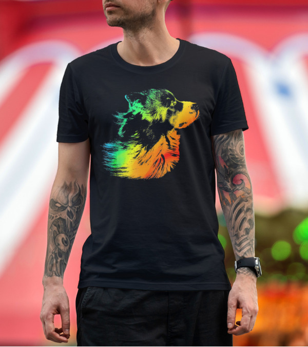 Premium T-Shirt: BORDER COLLIE Vibrant Rainbow Spectrum T-Shirt BORDER COLLIE Vibrant Rainbow Spectrum T-Shirt