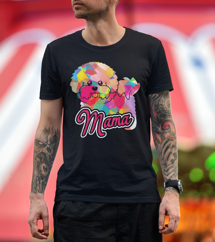 Bichon Frise Mama Colorful Geometric T-Shirt