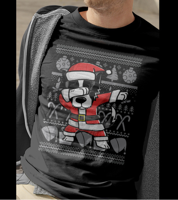 Dabbing Border Collie Dab Dance Santa Christmas Funny Do T-Shirt
