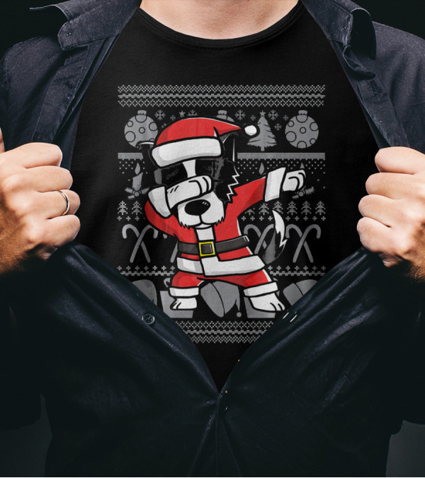 Dabbing Border Collie Dab Dance Santa Christmas Funny Do T-Shirt
