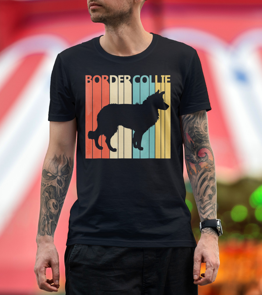 Border Collie Vintage Stripes T-Shirt