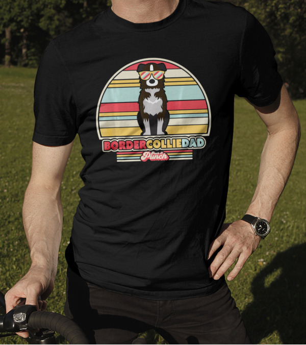 Border Collie Dad Retro Style Sun Splash Punch T-Shirt