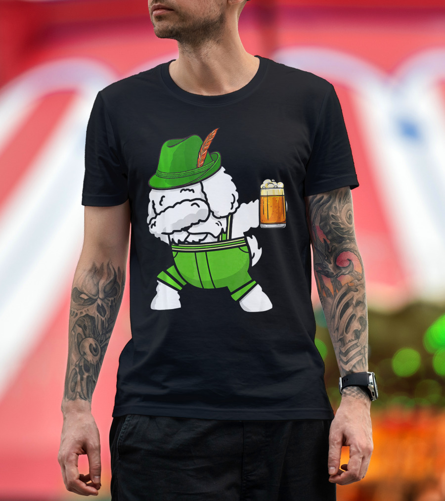 Dabbing Bichon Frise Oktoberfest Green Outfit Beer Mug T-Shirt