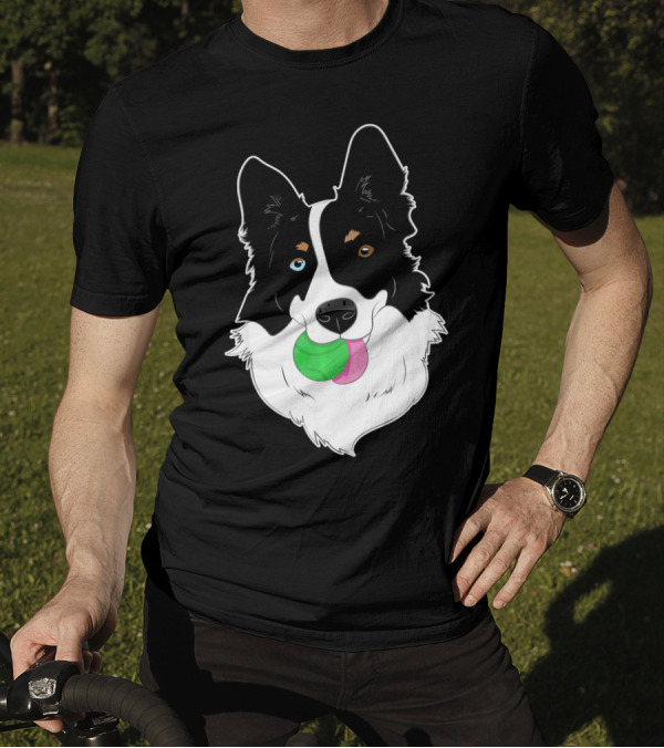 Border Collie With Colorful Ball In Mouth T-Shirt