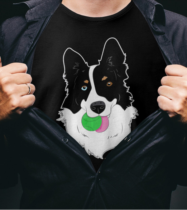 Border Collie With Colorful Ball In Mouth T-Shirt