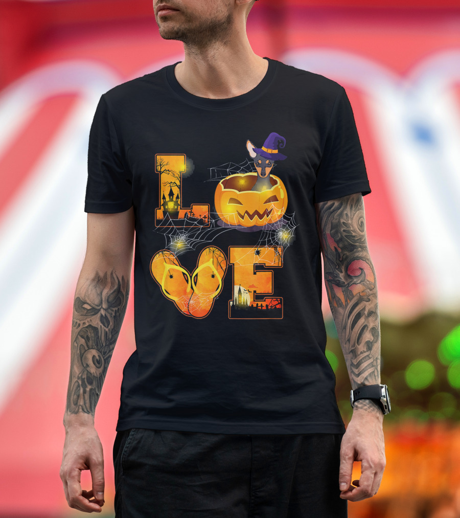 Halloween Miniature Pinscher Love with Pumpkin and Spider Webs T-Shirt