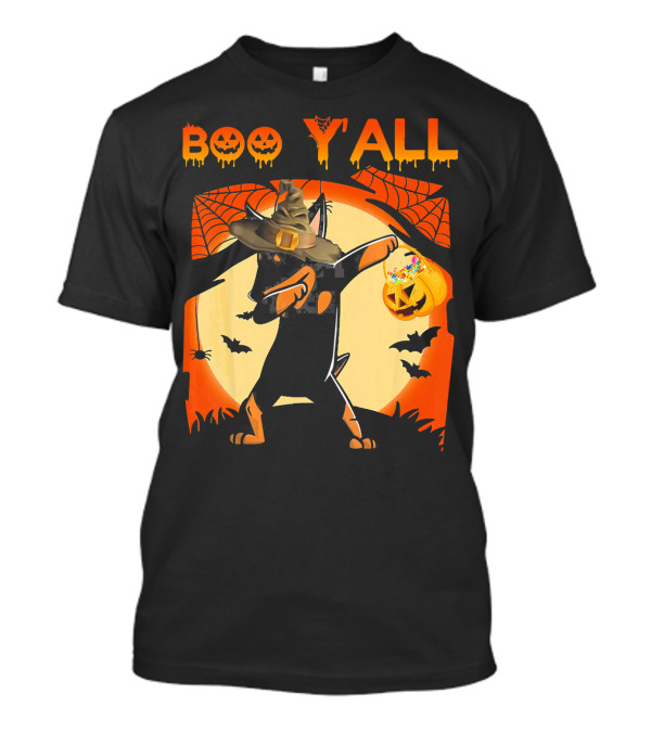 Boo Yall Miniature Pinscher Dabbing Halloween Ghost T-Shirt