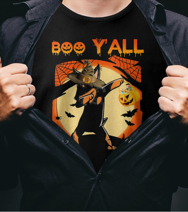 Boo Yall Miniature Pinscher Dabbing Halloween Ghost T-Shirt