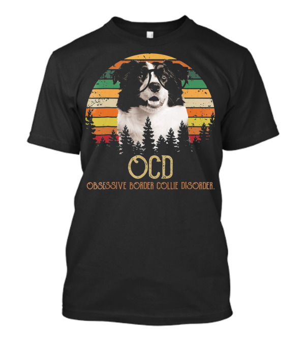 OCD Obsessive Border Collie Disorder Vintage Sunset T-Shirt