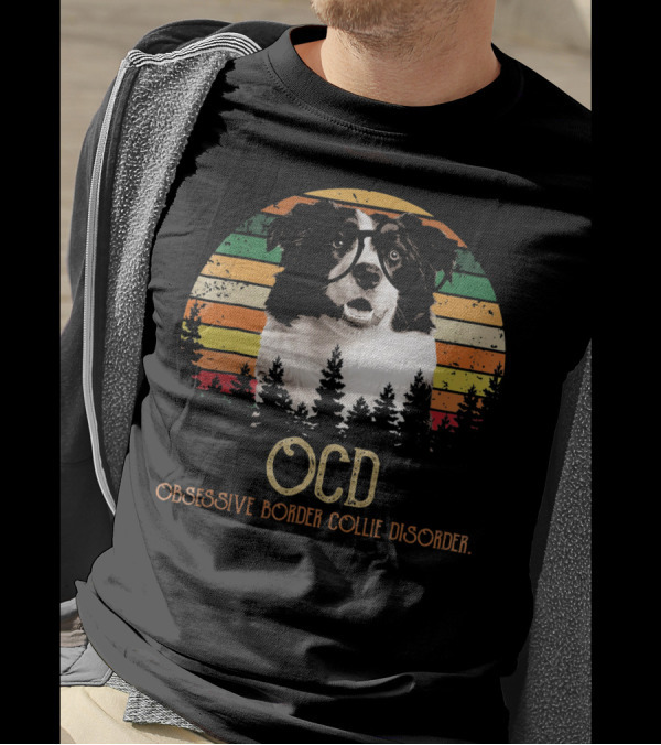 OCD Obsessive Border Collie Disorder Vintage Sunset T-Shirt