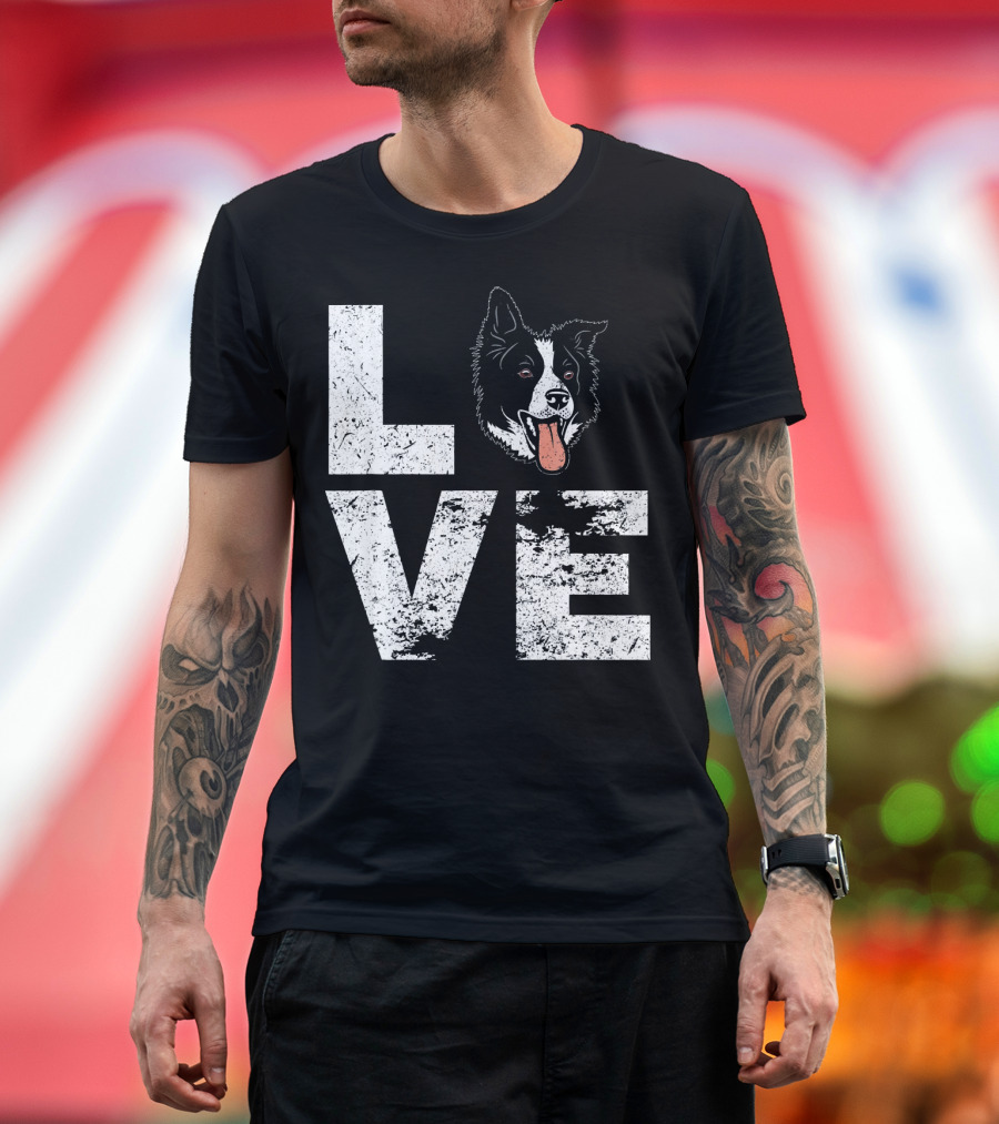 LOVE Border Collie Head T-Shirt