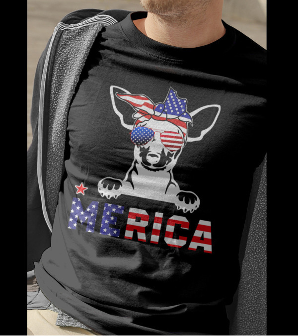 Miniature Pinscher Merica Patriotic USA Flag 4th Of July Dog T-Shirt