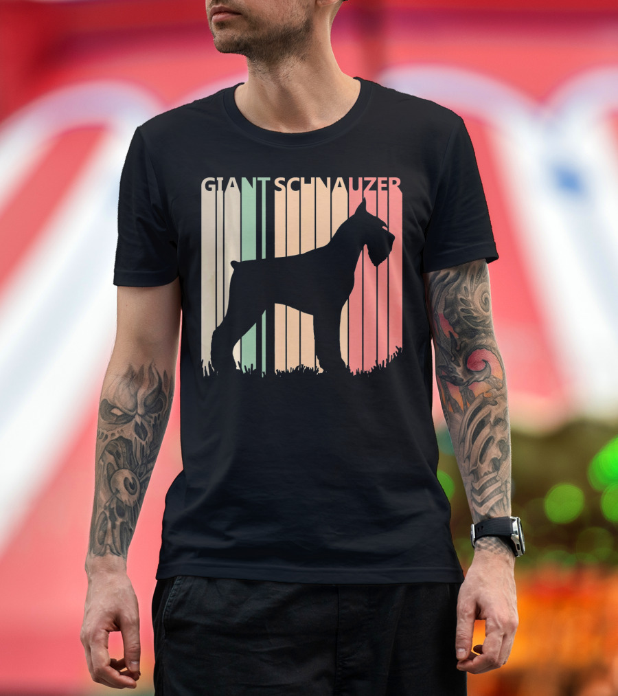 Giant Schnauzer Silhouette Retro Valentines Day T-Shirt