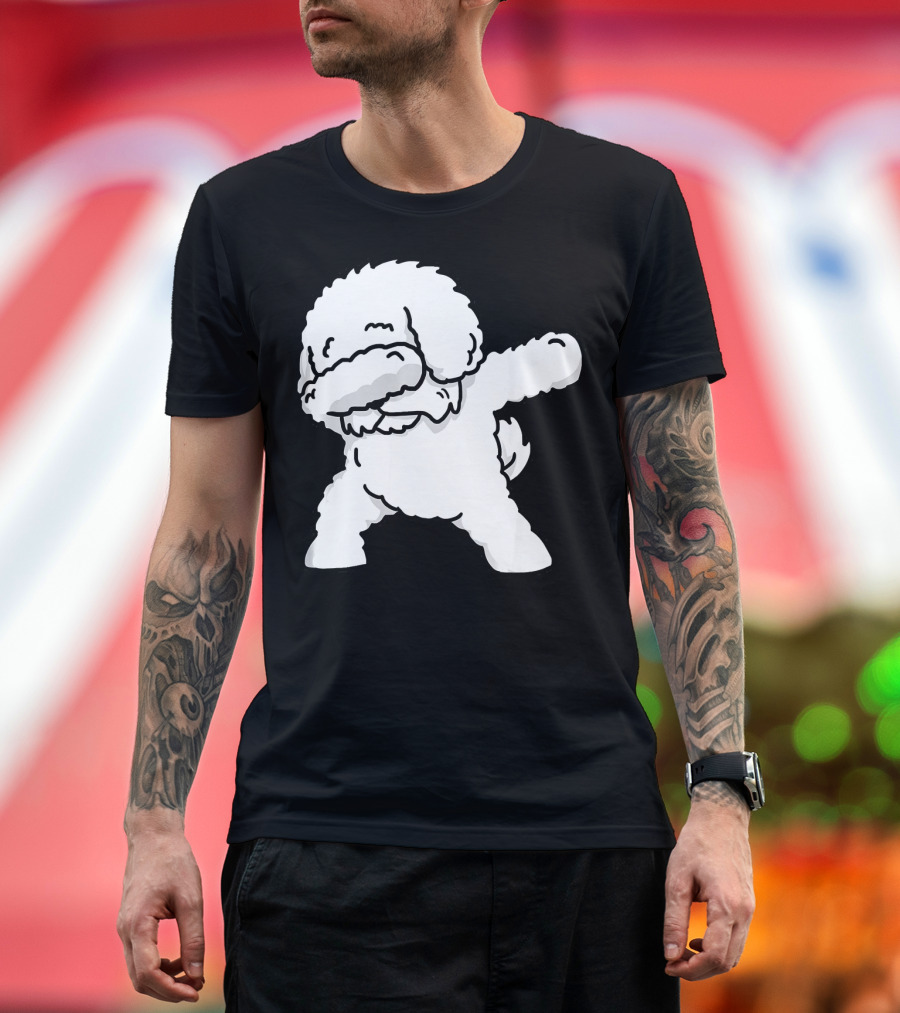 Funny Dabbing Bichon Frise Birthday Party Dog Dance T-Shirt